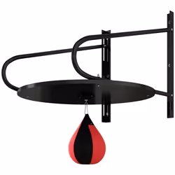 Punching Ball HOMCOM Poire de Vitesse Boxe avec Support Plateau tournant + Pompe en bois Hauteur Réglable Rouge Noir