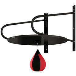 Punching Ball HOMCOM Poire de Vitesse Boxe avec Support Plateau tournant + Pompe en bois Hauteur Réglable Rouge Noir