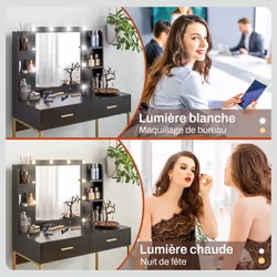 Homcom 831-766V90BK coiffeuse et ensemble de coiffeuses pour chambre à coucher - Vue supplémentaire 4