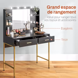 Homcom 831-766V90BK coiffeuse et ensemble de coiffeuses pour chambre à coucher - Vue supplémentaire 5