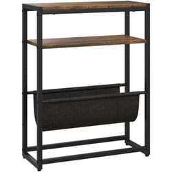 Homcom - Table d'appoint bout de canapé table d'entrée avec étagère et porte-revues structure en acier design industriel - 43l x 18P x 56H cm noir