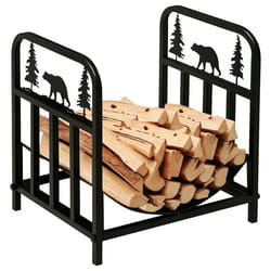 Range bûches - Outsunny - Porte-bûches - support à bois de cheminée - charge max. 50 kg - dim. 42 x 335 x 43 cm - métal époxy noir