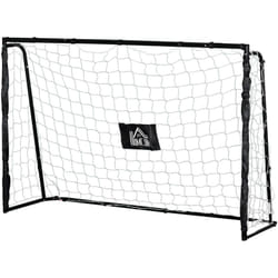 Homcom - But de football - cage de foot - but futsal dim. 186L x 62l x 123H cm - châssis métal filet pe - piquets & outil inclus - noir