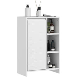 Homcom - Meuble bas salle de bain design contemporain porte étagère 3 niches blanc