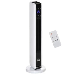Chauffage électrique - HOMCOM - soufflant oscillant 1100/2200 W - céramique PTC - télécommande incluse - minuterie 8h - 21x21x73 cm