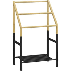 Homcom - Porte-serviettes en bambou 3 barres et 1 étagère inférieure de rangement, 51l x 31P x 85,5H cm, finition bois naturel