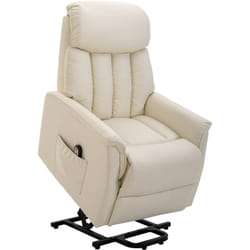 Fauteuil de relaxation électrique fauteuil releveur inclinable avec repose-pied ajustable revêtement synthétique tissu crème