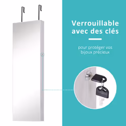Homcom 831-269WT armoire à bijoux Blanc - Vue supplémentaire 5