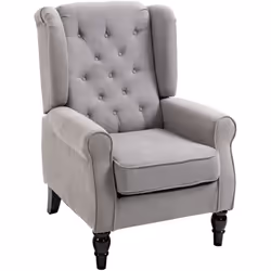 Ce fauteuil élégant de HOMCOM apporte style et charme à votre salon, avec un splendide dossier capitonné et des pieds en bois ...