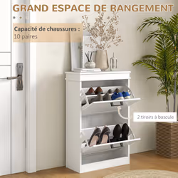 Homcom 837-414V80WT Organisateur pour chaussures Fermé Blanc - Vue supplémentaire 4
