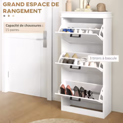 Homcom 837-418V80WT Organisateur pour chaussures Fermé Blanc - Vue supplémentaire 4