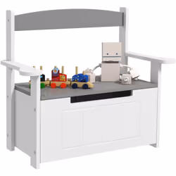 Découvrez le coffre à jouets AIYAPLAY pour enfants, un design 2-en-1 qui sert de coffre spacieux et de siège confortable. Séc ...