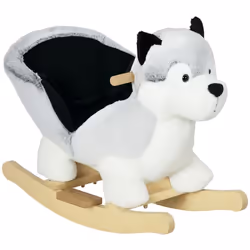 Husky à bascule pour enfants HOMCOM cheval à bascule jouet à bascule bébé 18-36 mois - musique poignées et ceinture de sécuri ...
