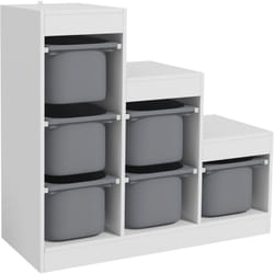 Aiyaplay - Rangement enfant - combinaison structure + bacs - coffre à jouet dim. 96L x 38l x 90H cm - blanc gris