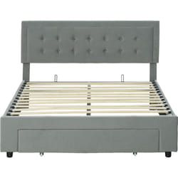 Homcom - Lit double design industriel - tête de lit, pied de lit et sommier - dim. 145l x 203,5P x 95-104H cm - compatible matelas 140 x 200 cm
