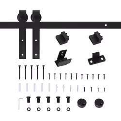 Kit porte coulissante HOMCOM pour transformer votre porte et lui donner un style vintage, tout en économisant de l'espace. Id ...
