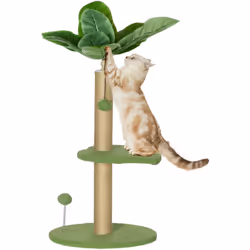 Transformez votre espace avec l'arbre à chat PawHut, un pôle d'activités avec feuilles artificielles, poteaux griffoirs, nive ...