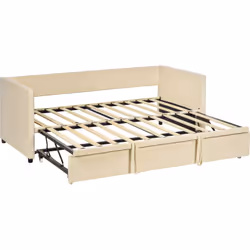Transformable aisément d'un canapé deux places chic en un lit double douillet adapté pour deux matelas de 90 x 190 cm. Equipé ...