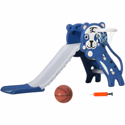 Découvrez le toboggan pour bébé de AIYAPLAY, transformant votre maison en aire de jeux. Design tigre bleu, elle inclut un pan ...