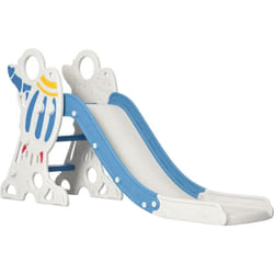 Aiyaplay - Toboggan enfant 18-36 mois design fusée - usage intérieur - dim. 157L x 46,5l x 80H cm - pe bleu blanc