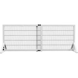 Pawhut - Barrière de sécurité pour chien barrière de protection à 2 panneaux largeur réglable 101-181 cm en bois acier blanc