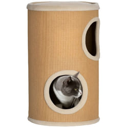 Tonneau à gratter pour chat tour à griffer arbre à chat à 2 couches en sisal naturel pour 1 à 2 chats Ø 35 x 60H cm marron