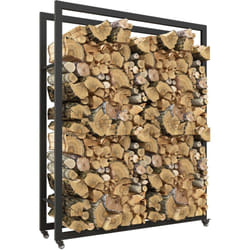 Range-bûches chariot 4 roues - intérieur/extérieur - charge max. 150 Kg - dim. 120L x 32l x 151H cm - métal noir