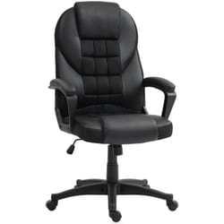 Chaise de bureau manager ergonomique - hauteur réglable, fonction à bascule, pivotant - pu polyester noir
