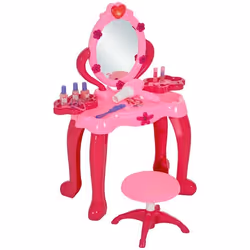 Coiffeuse pour enfants de 3 à 6 ans AIYAPLAY tabouret miroir 15 PCS table de maquillage avec lumière musique sèche-cheveux ro ...