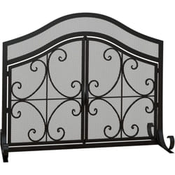 Pare-feu cheminée poêle style fer forgé - pare-étincelles 2 portes - dim. 105L x 40l x 80H cm - acier métal noir