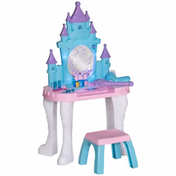 Ensemble de coiffeuse pour enfants AIYAPLAY 18 PCS avec miroir et tabouret design château avec lumière musique sèche-cheveux