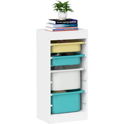 Aiyaplay - Rangement enfant - combinaison structure + bacs - coffre à jouet dim. 40L x 30l x 90H cm - blanc jaune bleu