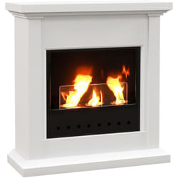 Homcom - Cheminée bioéthanol - brûleur 400ml, combustion 3h, couverture 16-18 m² - verre trempé protection - blanc