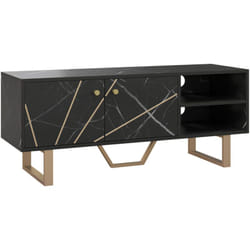 Homcom - Meuble tv banc tv design - dim. 110L x 35l x 45H cm - métal doré aspect marbre noir