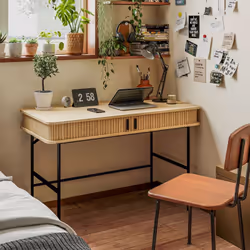 Homcom 836-567V80AK bureau d'ordinateur Noir, Couleur chêne