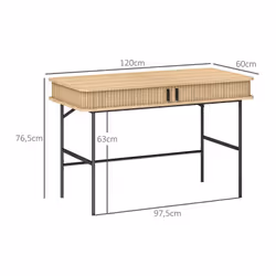 Homcom 836-567V80AK bureau d'ordinateur Noir, Couleur chêne