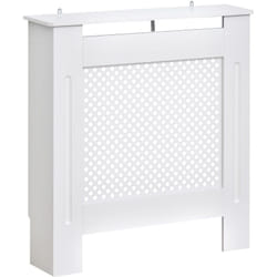 Homcom - Cache-radiateur design - habillage radiateur motif rond - dim. 78L x 19l x 82H cm - mdf blanc