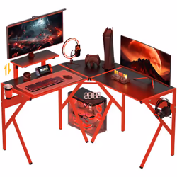 Ce superbe bureau gaming d'angle avec texture élégante en fibre de carbone ajoutera une touche de modernité supplémentaire à  ...