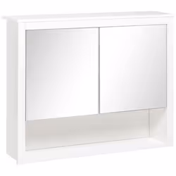 Armoire de salle de bain avec miroir - HOMCOM - 2 portes-miroir - avec étagère de rangement ouverte - 80l x 20P x 65H cm - bl ...