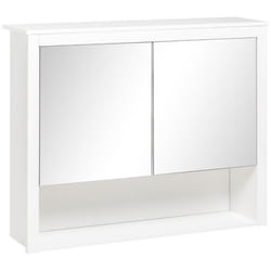 Armoire de salle de bain avec miroir - HOMCOM - 2 portes-miroir - avec étagère de rangement ouverte - 80l x 20P x 65H cm - blanc
