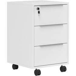 Homcom - Caisson de bureau rangement bureau sur roulettes 3 tiroirs verrouillables 2 clés fournies panneaux blanc