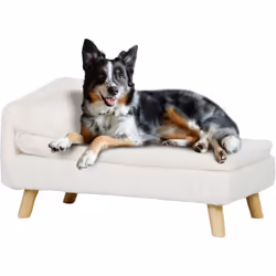 Gâtez votre compagnon avec le fauteuil pour chiens PawHut en tissu peluche, incluant un coussin de 3 cm et un oreiller de 8 c ...