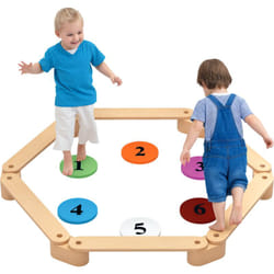 Aiyaplay - Poutre d'équilibre enfant en bois - pierres d'obstacle colorées - intérieur extérieur