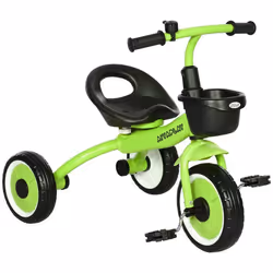 Tricycle enfants AIYAPLAY avec sonnette et panier - selle réglable avec dossier - pour enfant de 2 à 5 ans vert