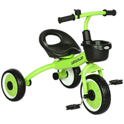Tricycle enfants AIYAPLAY avec sonnette et panier - selle réglable avec dossier - pour enfant de 2 à 5 ans vert