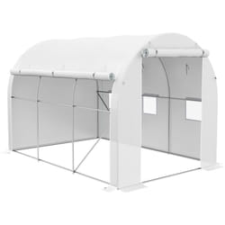 Serre de jardin tunnel 6 m² acier galvanisé renforcé dia. 1,9 cm bâche pe haute densité blanc