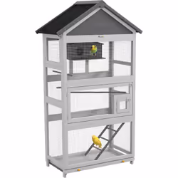 Offrez à vos oiseaux une cage pour oiseaux sur pied PawHut spacieuse et confortable. C'est une maison magnifique. Il y a plus ...