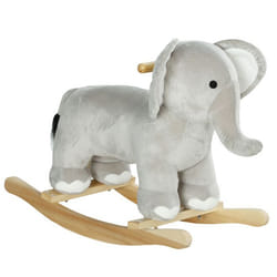 Jouet à bascule éléphant pour enfant +24 mois effet sonore poignées peluche gris
