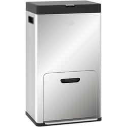 Poubelle de cuisine 2 x 18L + 20L - poubelle à pédale 3 compartiments seaux amovibles filtre anti-odeur - acier inox. brossé