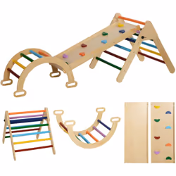 Stimulez l'aventurier en votre enfant avec l'ensemble de jouets d'escalade AIYAPLAY, un jeu de grimpe montessori 5-en-1, ce q ...